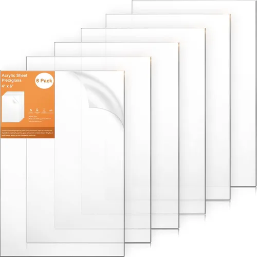 Gartful Hojas de acrílico transparente de 0.079 pulgadas de grosor, paquete de 6 paneles de plexiglás con película protectora, tablero de plástico