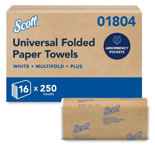 Scott Toallas de papel multidoblable (01804) con absorción de secado rápido bolsillos, color blanco