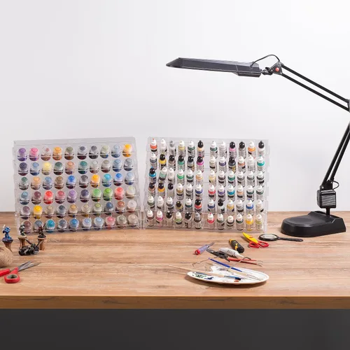 Miniatura 7 de Soporte para pintura acrílica, 72 agujeros, compatible con botellas Vallejo de 0.6 fl oz, adecuado para DnD, Warhammer, Pathfinder y otras figuras