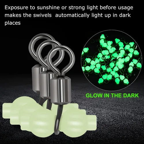 Miniatura 2 de Goture Fishing Swivels, 3 Way Swivels Fishing Tackle, T Shape Cross Line Rolling Swivels with Luminous Beads Saltwater Freshwater,Three Way Fishing