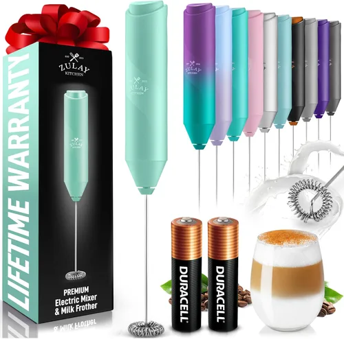 Miniatura 71 de Zulay Kitchen Espumador de leche de mano a pilas - Mezclador eléctrico de bebidas para café, lattes, capuchinos, matcha y chocolate caliente