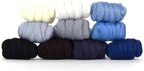 Revolution Fibers | Paquete variado de lana merina mixta - Glacier Chill | Lana perfecta para hilar, rollags, fieltro de aguja, fieltro húmedo,