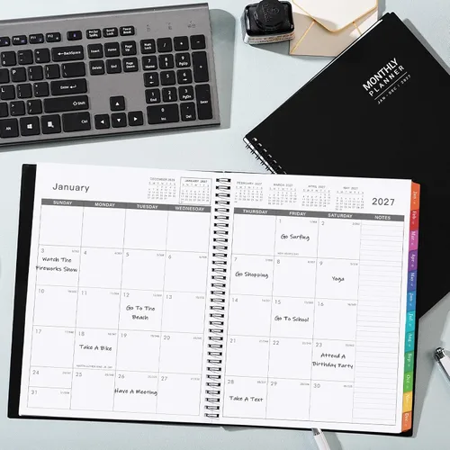 Miniatura 3 de 2027 Monthly Planner, Jan 2027 - Dec 2027, 9" x 11", 12-Month Calendar Planner with Inner Pocket and Colorful Monthly Tabs, Ideal for School and Work