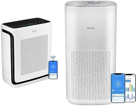 LEVOIT Purificadores de aire con monitor de calidad de aire para habitación grande del hogar, Vital 200S y Core 600S Blanco