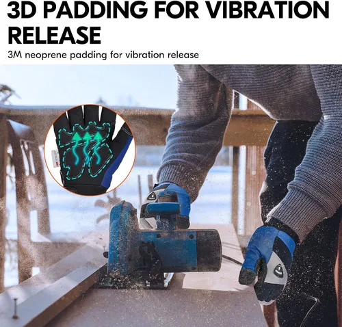 Miniatura 5 de Vgo... -20℃/-4°F COLDPROOF,Winter Work Gloves, Oil Resistant, Water Resistant & Windproof Gloves(Black&Gray,SL7721FW)