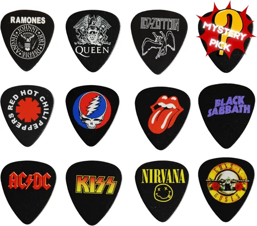 Juego de púas de guitarra de 12 álbumes clásicos para cada guitarrista. Impresión a doble cara. Púas de 0,46, 0,71, 0,81, 0,88, 0,96 y 1,2 mm