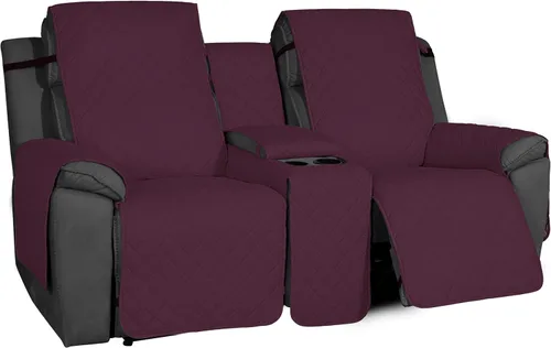 Miniatura 15 de Easy-Going Funda de sofá reclinable antideslizante con consola, resistente al agua, funda de sofá reclinable doble con correa ajustable, funda Beige
