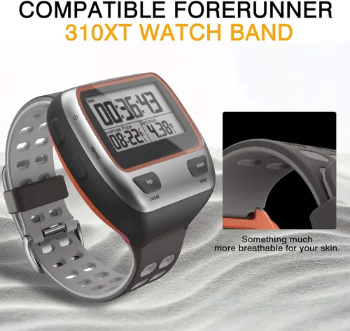 Miniatura 3 de ANCOOL Correa de reloj compatible con Garmin Forerunner 310XT, correa de reloj de silicona suave de repuesto para reloj inteligente Forerunner Gris