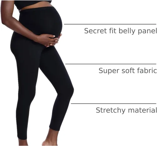 Miniatura 24 de Motherhood Maternity Leggings esenciales elásticos de longitud completa para mujer, ajuste secreto sobre el vientre