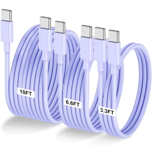 Miniatura 40 de Paquete de 2 cables USB C a USB C de 10 pies y 60 W, cable tipo C a tipo C, cable de carga rápida para iPhone Air 17 16e 16 15 Pro Plus Pro Max