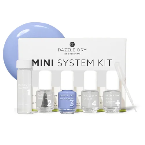 Miniatura 10 de Dazzle Dry Mini Kit Sistema de 4 Pasos - Lila Encantadora - Un morado pálido con un efecto de brillo rosa. Brillo de cobertura completa.