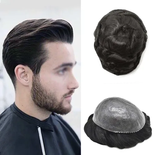 Miniatura 108 de Toupee for Men Hair Piece Real Human Hair Full Poly Skin Mens Toupee Mens Hair System Injected PU Hair System Invisible Hairpiece for