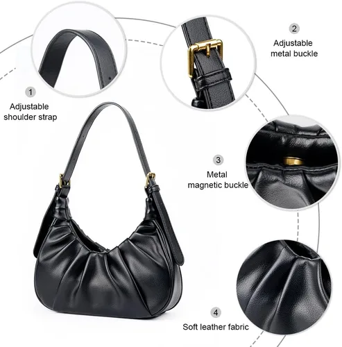 Miniatura 5 de Bolso bandolera de cuero pequeño para mujer, bolso vintage chic de nube hobo