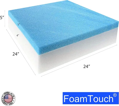 Miniatura 2 de FoamTouch Cojín de banco de espuma viscoelástica de gel frío de 5 x 24 x 24 pulgadas, repuesto de firmeza media