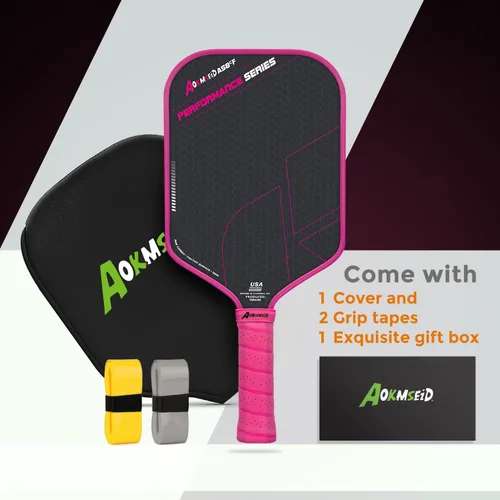 Miniatura 7 de AKS Performance Series Pickleball Paddles Set - Toray T700 Raw Carbon Fiber Pickleball Paddle with Friction Surface, 16mm Powerful Polymer Core, Rosa
