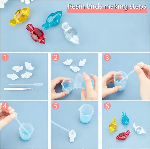 Miniatura 5 de arricraft 10 moldes de resina de silicona 3D para pájaros, moldes de fundición de resina epoxi para joyería de resina UV, manualidades