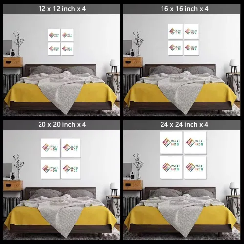Miniatura 7 de Wall HDQ Arte de pared de flores para baño, dormitorio, sala de estar, decoración de pared azul y naranja, pintura floral, lienzo impreso, imagen