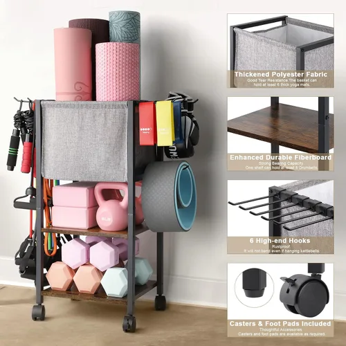 Miniatura 2 de Estante de Almacenamiento para Esterilla de Yoga, Equipo de Gimnasio en Casa, Organizador de Equipo de Entrenamiento, Soporte para Esterilla de Yoga