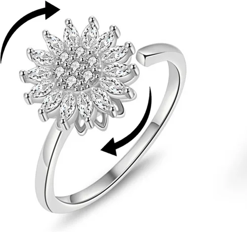 Miniatura 18 de Sunflower Ring Spinning Fidget Rings for Anxiety Open Adjustable Spinner Sun Ring Creative Relieving Stress Rotating Jewelry