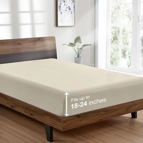 Miniatura 49 de FreshCulture Sábana Bajera Ajustable Tamaño King Solamente - Sábana Bajera de Calidad Hotelera Tamaño King - Ultra Suave y Transpirable - Microfibra