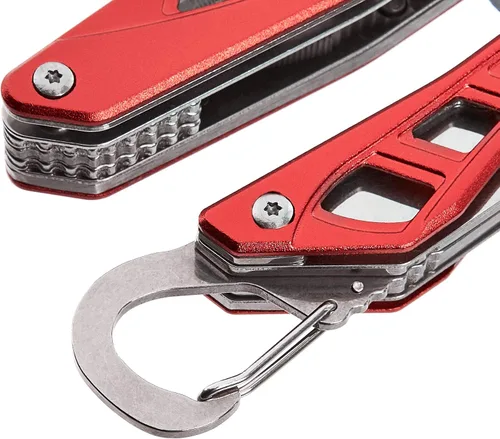 Miniatura 4 de Amazon Basics Multiherramienta de acero inoxidable 8 en 1 con seguro de bloqueo y funda de nailon, rojo
