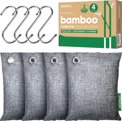 Miniatura 14 de Absorbedor de olores de carbón activado, paquete de 8 con ganchos, eliminador de olores naturales para olores fuertes, bolsas purificadoras de aire