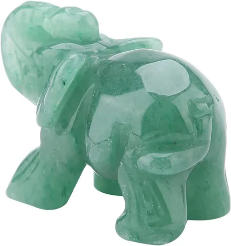 Miniatura 3 de Akozon Figuras de 2 pulgadas de jade tallado de elefante de cristal, decoración del hogar, artículo de mobiliario (turina verde)