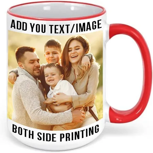 Taza de café personalizada, regalo personalizado, taza de cerámica con foto, imágenes o texto, novedad de tazas personalizadas, perfecta para rojo