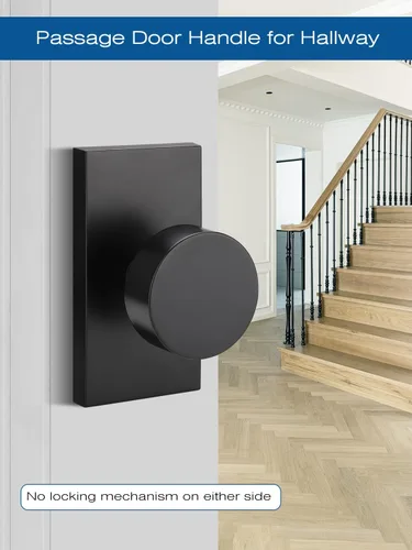 Miniatura 2 de EHOMEWARE Paquete de 2 pomos para puerta de paso para interiores, pomos de puerta negros para armario/pasillo, manija de puerta redonda sin