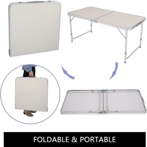 Miniatura 10 de Mesa de picnic plegable, 47.24 x 23.62 x 21.65 pulgadas, mesa plegable de aluminio ligera, mesa de campamento de aluminio, mesa portátil