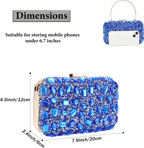 Miniatura 2 de Bolso de mano de lentejuelas brillantes con diamantes de imitación para mujer, bolso de mano de noche, bolso de hombro para boda, fiesta, baile