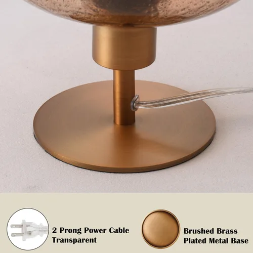 Miniatura 4 de Lámpara de mesa de vidrio de mediados del siglo, lámpara de escritorio regulable, bombilla LED incluida, temporizador incorporado, vidrio ámbar