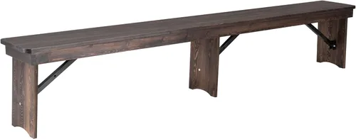Miniatura 14 de Flash Furniture Hercules Series - Banco plegable de pino macizo rústico de grado comercial de 8 x 12 pies, banco de comedor antiguo de 3 patas
