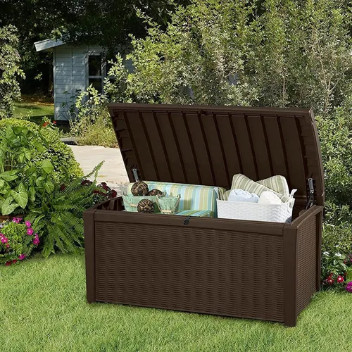 Miniatura 8 de Keter Borneo Caja de Cubierta de Resina de 110 Galones - Organización y Almacenamiento para Muebles de Patio, Cojines de Exterior, Almohadas