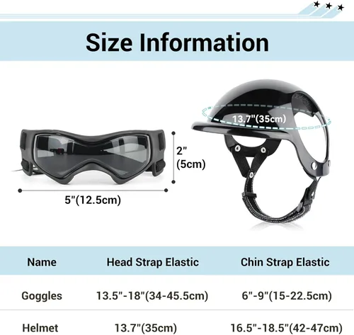 Miniatura 5 de Gafas para perros pequeños con casco, 2 lentes de sol para perros y casco de motocicleta para mascotas para razas pequeñas y medianas al aire libre