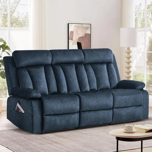 Miniatura 11 de Sofá biplaza reclinable eléctrico con consola, sofá reclinable eléctrico con calor y masaje, sofá biplaza reclinable de pared con puertos dobles