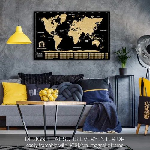 Miniatura 3 de Mapa del mundo para raspar – Extra grande – Póster de mapa del mundo fácil de enmarcar – El mejor regalo de mapa del mundo de viaje – Todos