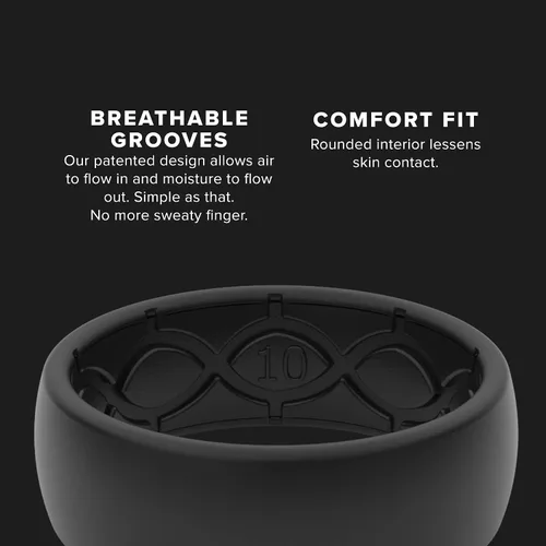 Miniatura 4 de Groove Life - Anillo de boda de goma transpirable para hombres, de silicona sólida, gran cobertura, diseño único, anillo de ajuste cómodo