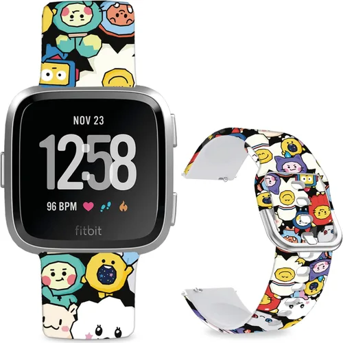 Miniatura 21 de Correas de reloj de silicona suave compatibles con Fitbit Versa 2/Versa/Fitbit Versa Lite/SE, correa de repuesto con bonito patrón floral de 0.98