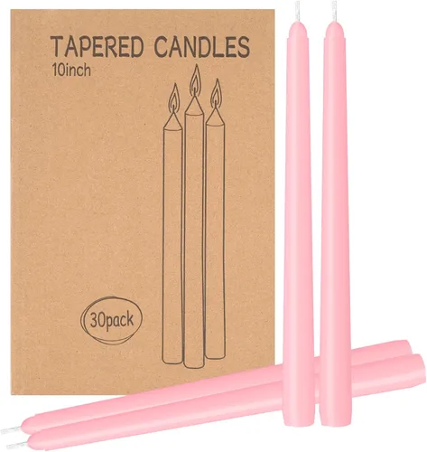 Miniatura 24 de Paquete de 30 velas cónicas blancas - 10 pulgadas sin goteo, sin humo y sin perfume Larga duración 8 horas Velas altas vertidas a mano Velas