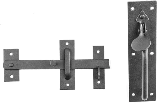 Miniatura 9 de Renovators Supply Manufacturing Acabado negro de la capa del polvo del pestillo de la puerta del pulgar de Norfolk del hierro forjado