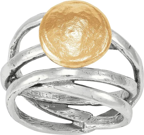 Silpada Anillo "Moondance" en plata de ley con chapado en oro amarillo de 14 quilates, Plata de ley, metal, plata, Sin piedra no conocido