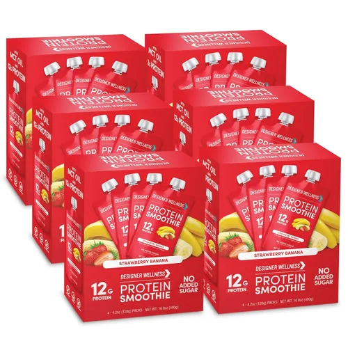 Miniatura 12 de Designer Wellness Batido de proteínas, vainilla de arándanos, 0.44 oz de proteína de suero, aperitivo de batido de fruta real, sin azúcar añadido