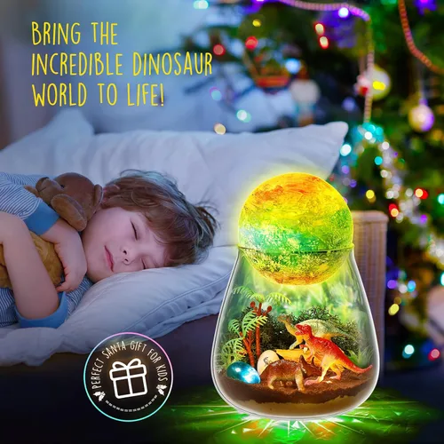 Miniatura 7 de LAOESE Kit de Terrario de Dinosaurios para Niños - Manualidades de Dino para Niños con Kit de Lámpara de Luna DIY - Regalo de Cumpleaños para Niños