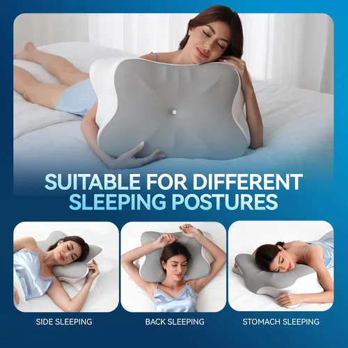Miniatura 2 de Almohada cervical para el dolor de cuello, espuma viscoelástica ergonómica para personas que duermen de lado y espalda