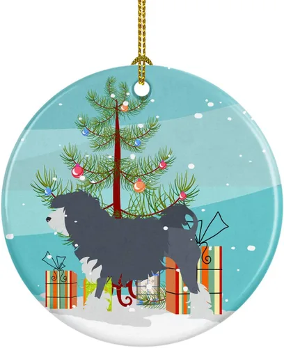 Miniatura 56 de Caroline's Treasures Bulldog inglés «Merry Christmas» adorno de cerámica para árbol de Navidad, decoración colgante para el hogar, Navidad, fiestas