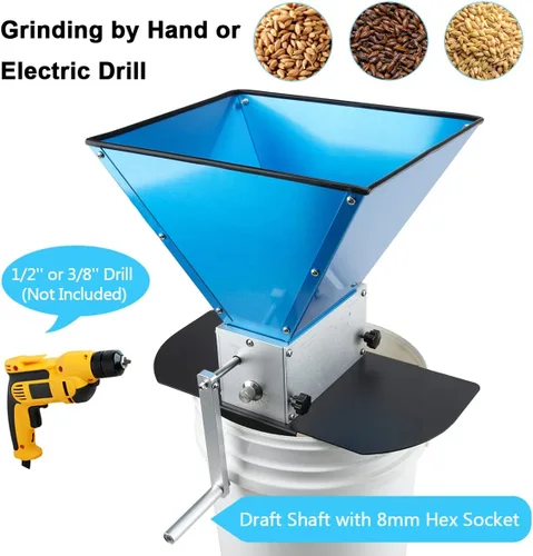 Miniatura 6 de Grain Mill Pro con 3 rodillos, tolva de 13 libras y base de metal de acero, preparación para cebada de malta de grano, molino de malta para cerveza