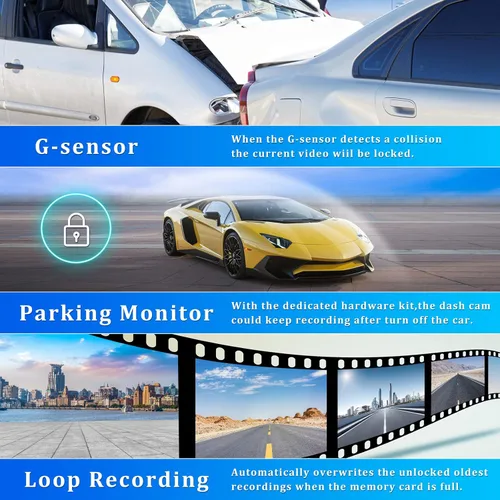 Miniatura 7 de Cámara de espejo retrovisor con Carplay y Android Auto, 9.66 pulgadas 1080P espejo Dash Cam frontal y trasera con control de voz