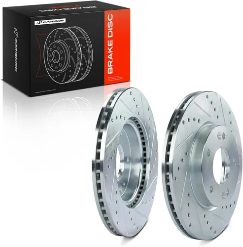 Miniatura 10 de A-Premium 280mm (11.02 pulgadas) Rotores de freno de disco perforados y ranurados delanteros Compatibles con modelos seleccionados de Kia y Hyundai
