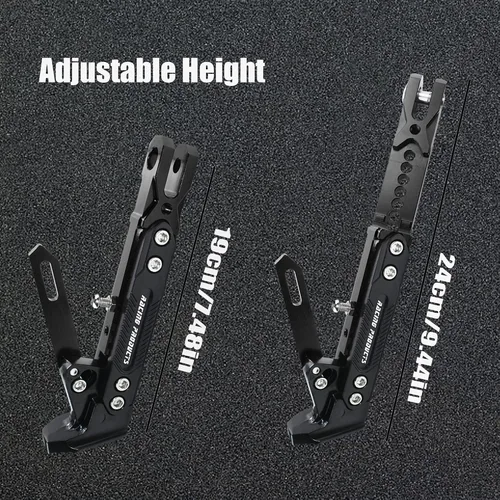 Miniatura 2 de Pata de cabra CNC ajustable para motocicleta, soporte de trípode universal de aluminio para motor/scooter, soporte lateral de pie modificado